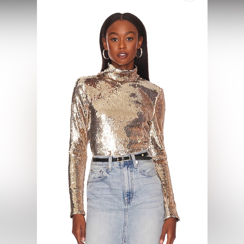 Revolve L'Academie Merla Top in Champagne Silver